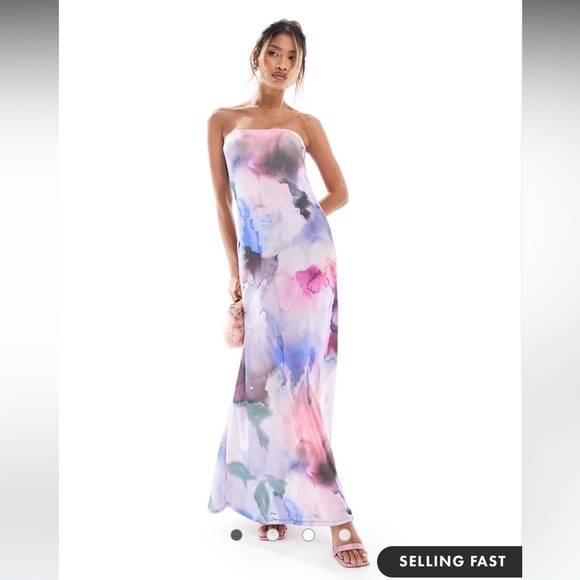 ASOS Dresses & Skirts - ASOS Watercolor Print Bandeau Maxi/Midi Dress